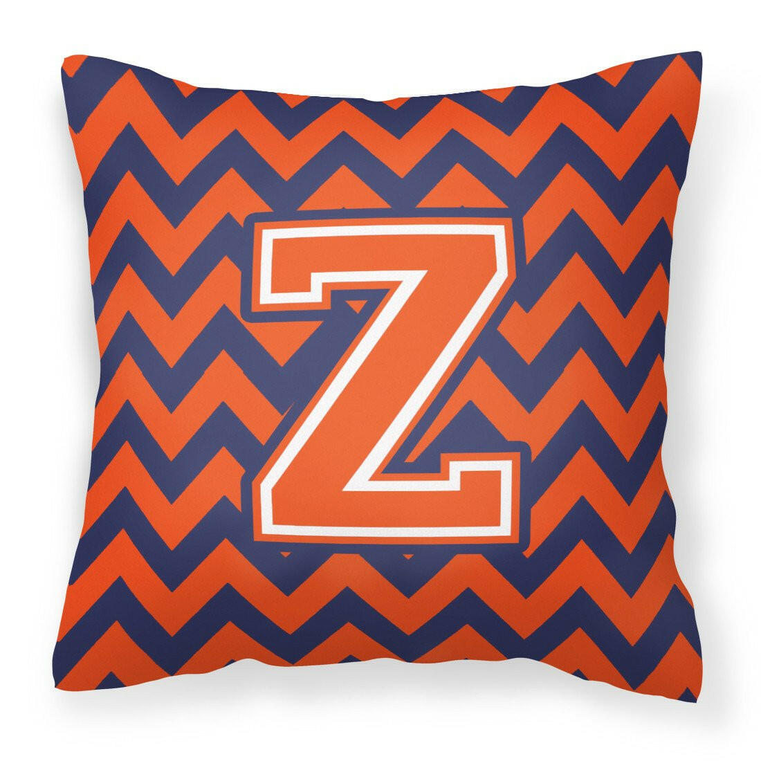 Letter Z Chevron Orange and Blue Fabric Decorative Pillow CJ1042-ZPW1414 - the-store.com