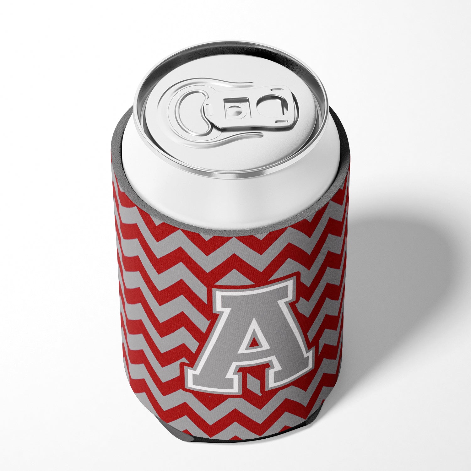 Letter A Chevron Crimson and Grey   Can or Bottle Hugger CJ1043-ACC.