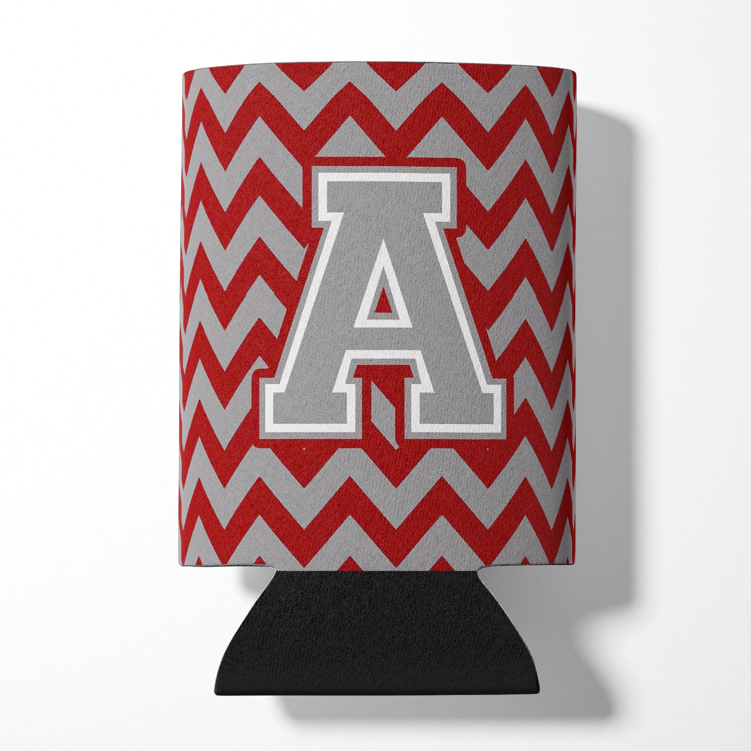 Letter A Chevron Crimson and Grey   Can or Bottle Hugger CJ1043-ACC.