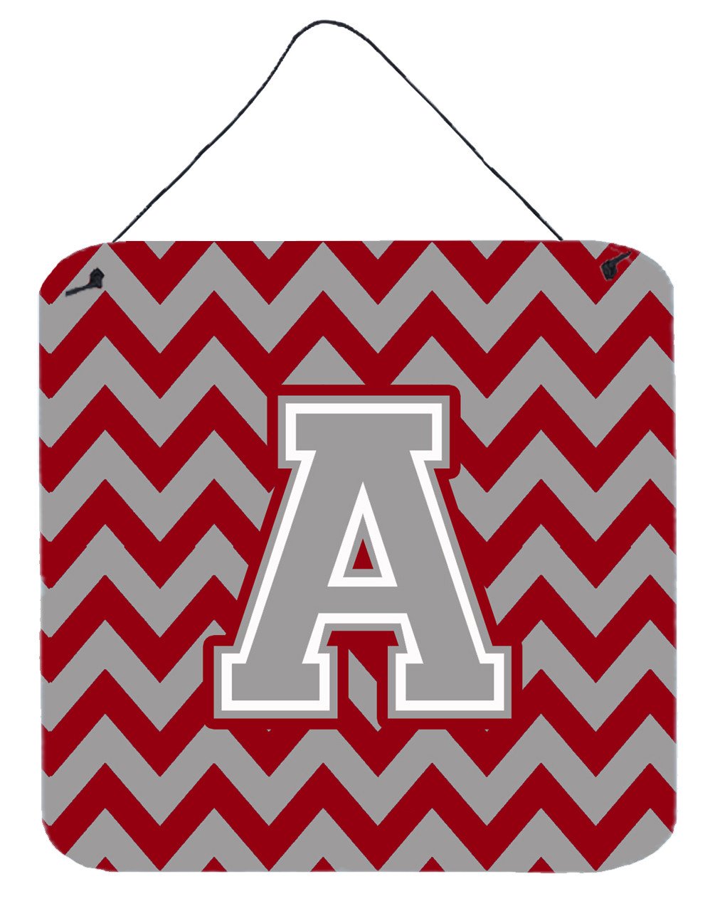 Letter A Chevron Crimson and Grey   Wall or Door Hanging Prints CJ1043-ADS66 by Caroline&#39;s Treasures