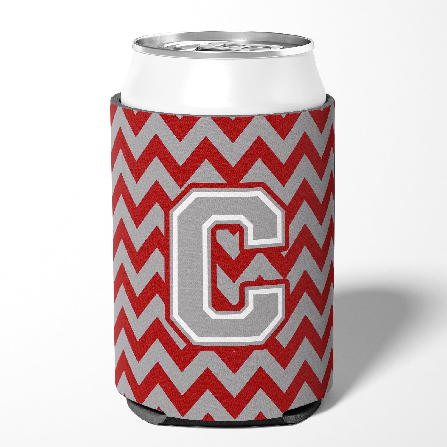 Letter C Chevron Crimson and Grey   Can or Bottle Hugger CJ1043-CCC