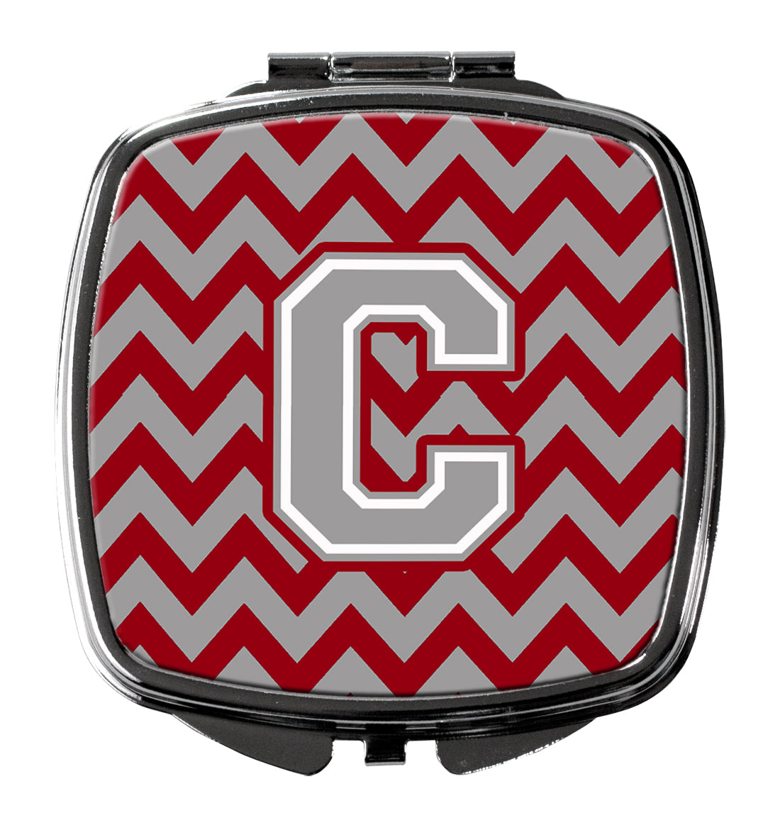 Letter C Chevron Crimson and Grey   Compact Mirror CJ1043-CSCM  the-store.com.