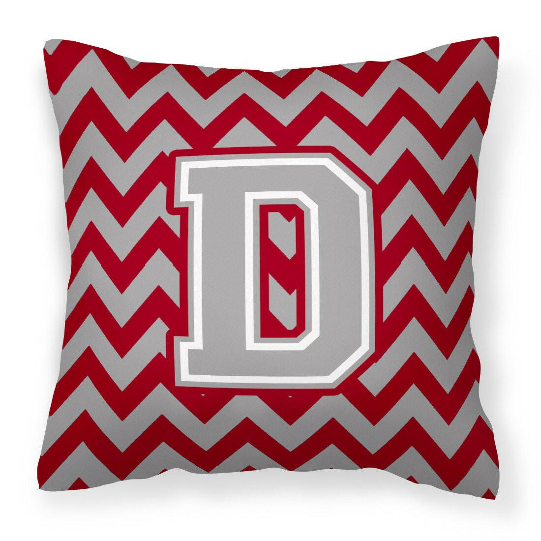 Letter D Chevron Crimson and Grey   Fabric Decorative Pillow CJ1043-DPW1414 - the-store.com