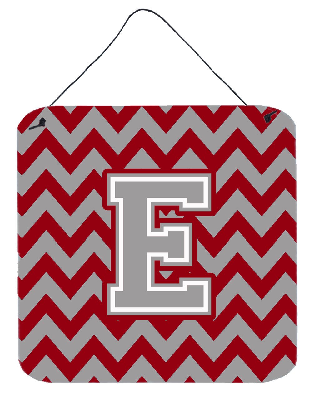 Letter E Chevron Crimson and Grey   Wall or Door Hanging Prints CJ1043-EDS66 by Caroline's Treasures