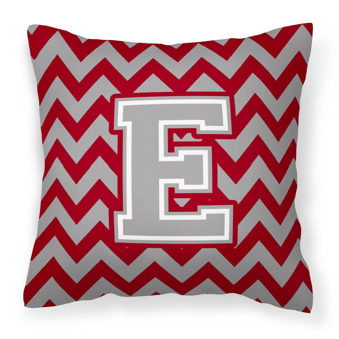 Letter E Chevron Crimson and Grey   Fabric Decorative Pillow CJ1043-EPW1414 - the-store.com