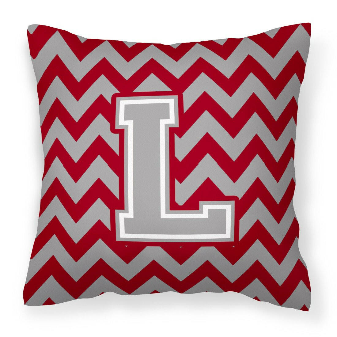 Letter L Chevron Crimson and Grey   Fabric Decorative Pillow CJ1043-LPW1414 - the-store.com