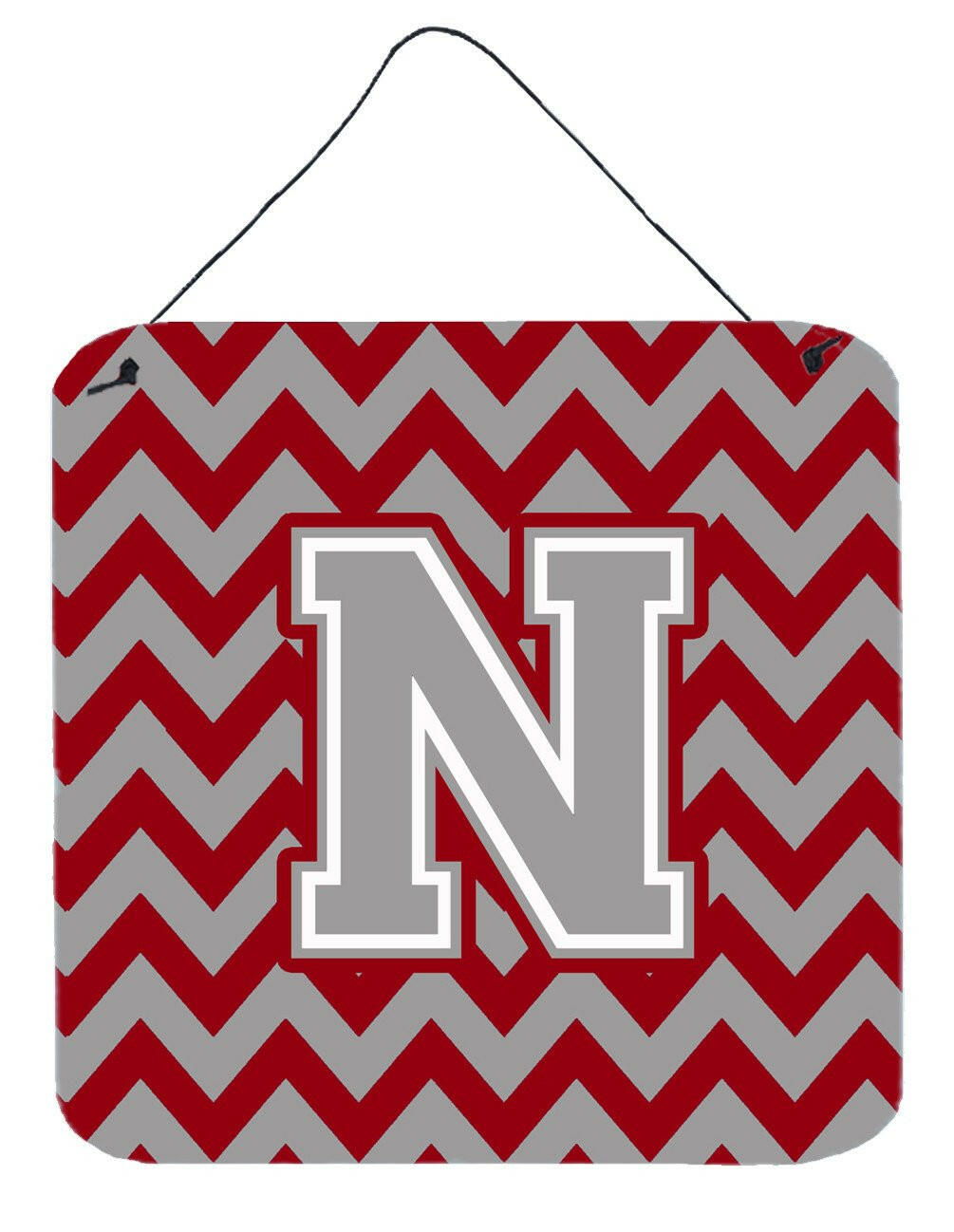 Letter N Chevron Crimson and Grey   Wall or Door Hanging Prints CJ1043-NDS66 by Caroline&#39;s Treasures