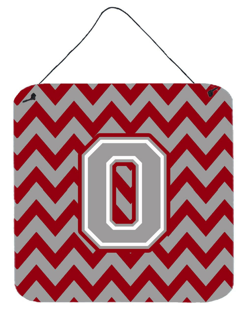 Letter O Chevron Crimson and Grey   Wall or Door Hanging Prints CJ1043-ODS66 by Caroline&#39;s Treasures