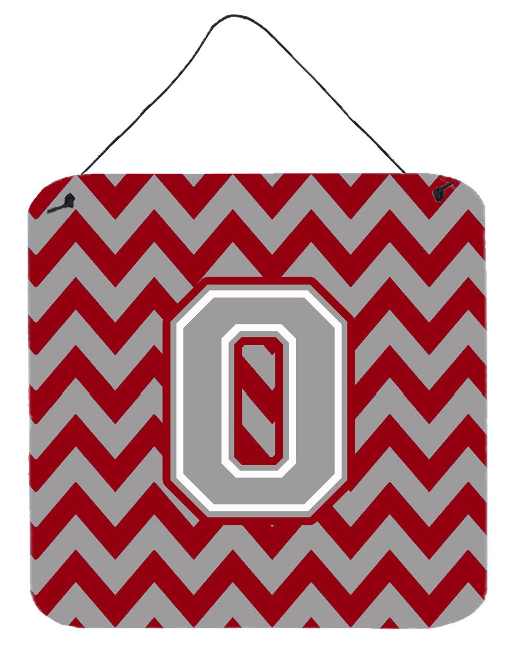 Letter O Chevron Crimson and Grey   Wall or Door Hanging Prints CJ1043-ODS66 by Caroline's Treasures