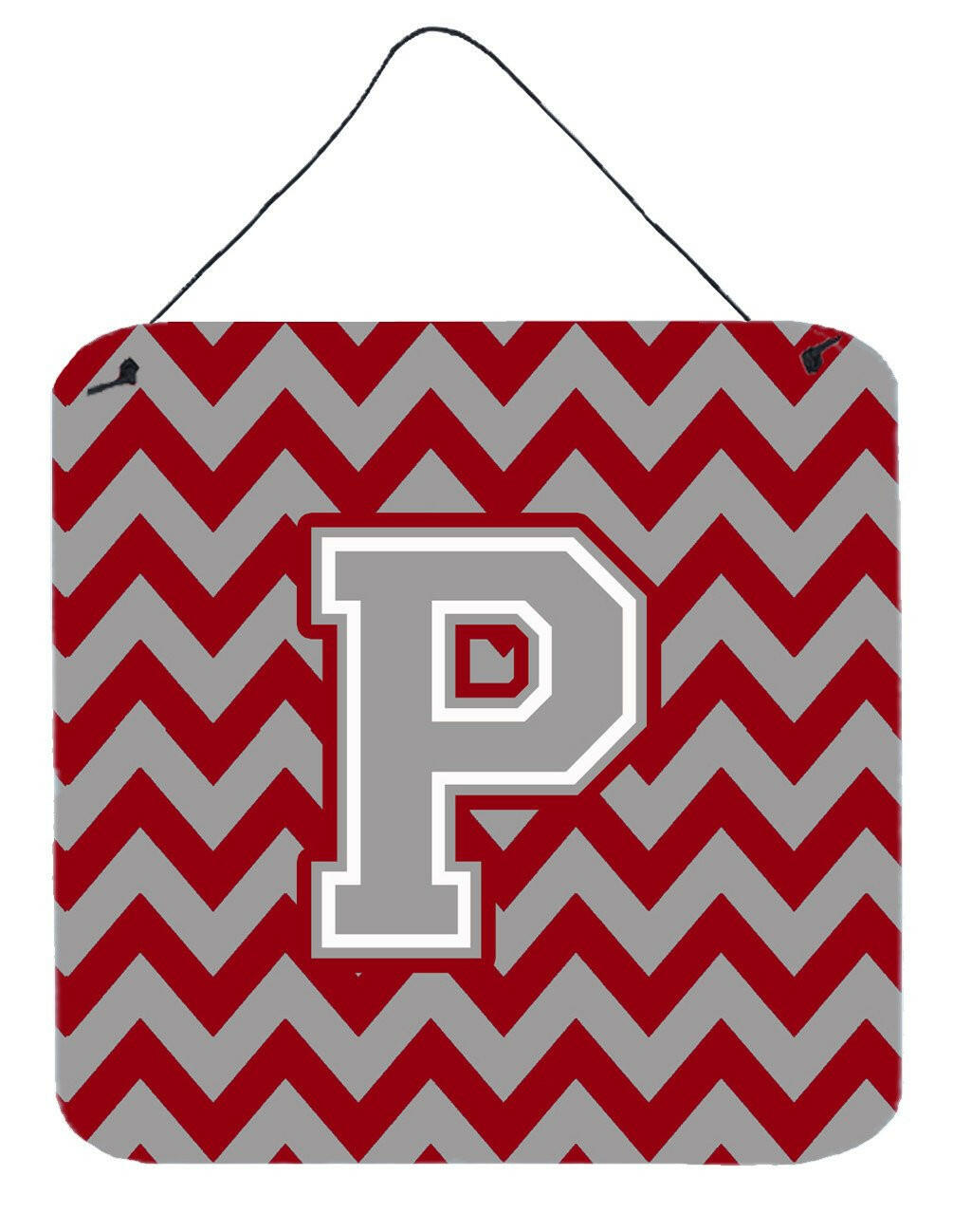 Letter P Chevron Crimson and Grey   Wall or Door Hanging Prints CJ1043-PDS66 by Caroline's Treasures