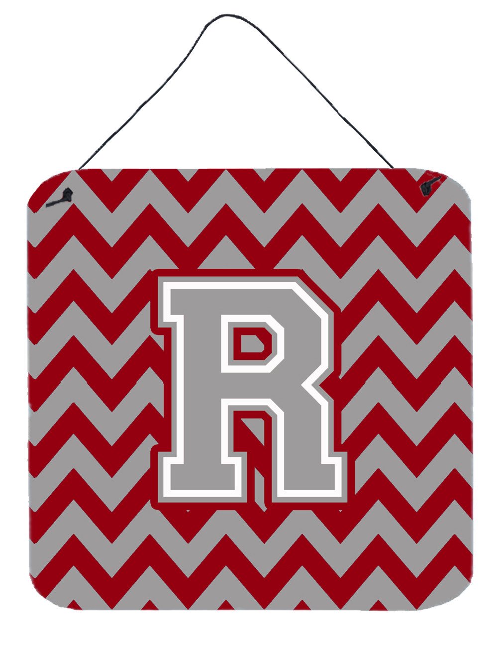 Letter R Chevron Crimson and Grey   Wall or Door Hanging Prints CJ1043-RDS66 by Caroline's Treasures