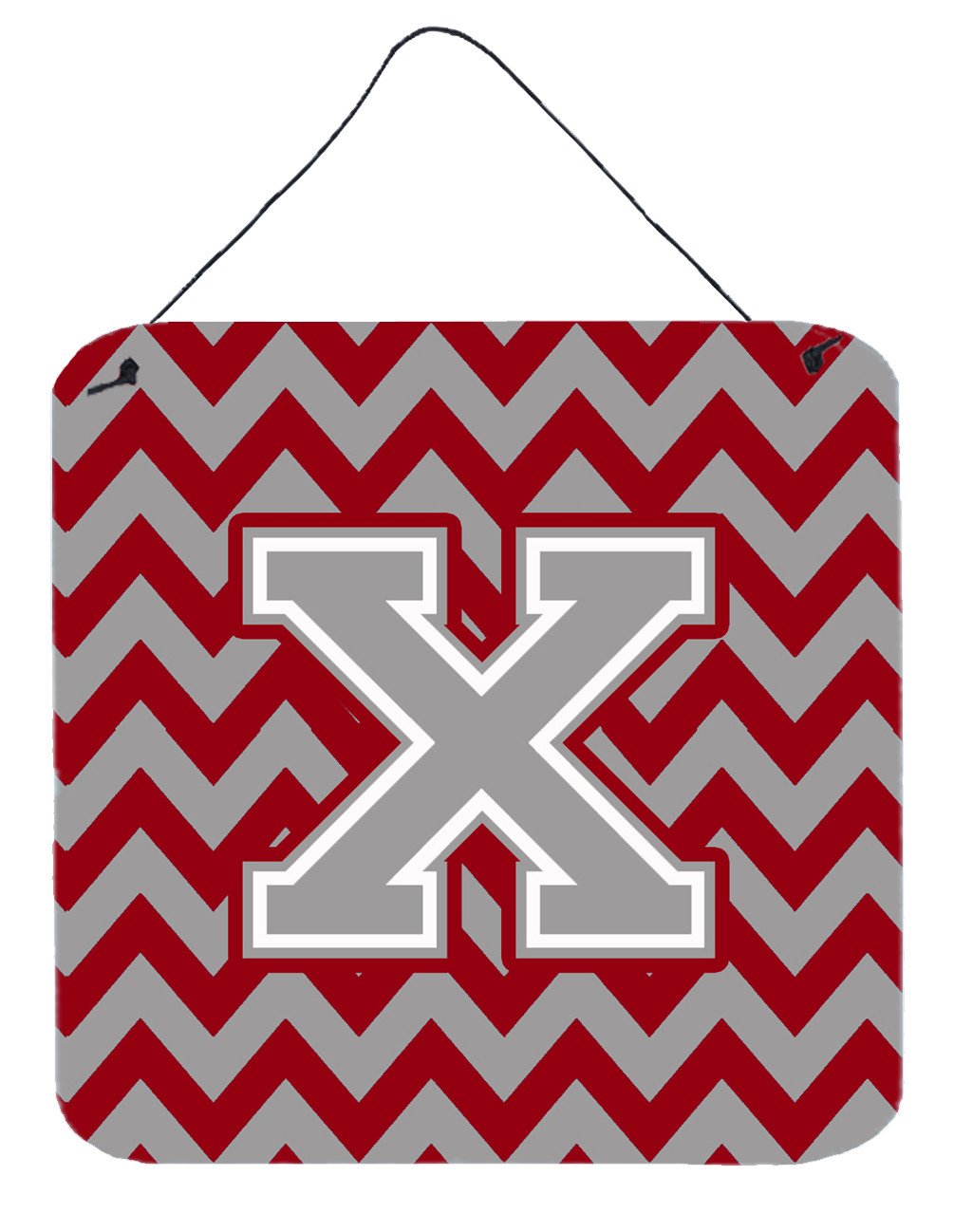 Letter X Chevron Crimson and Grey   Wall or Door Hanging Prints CJ1043-XDS66 by Caroline's Treasures
