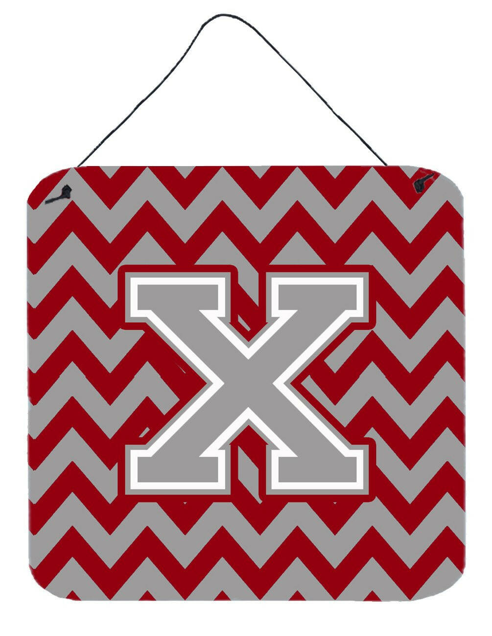 Letter X Chevron Crimson and Grey   Wall or Door Hanging Prints CJ1043-XDS66 by Caroline&#39;s Treasures