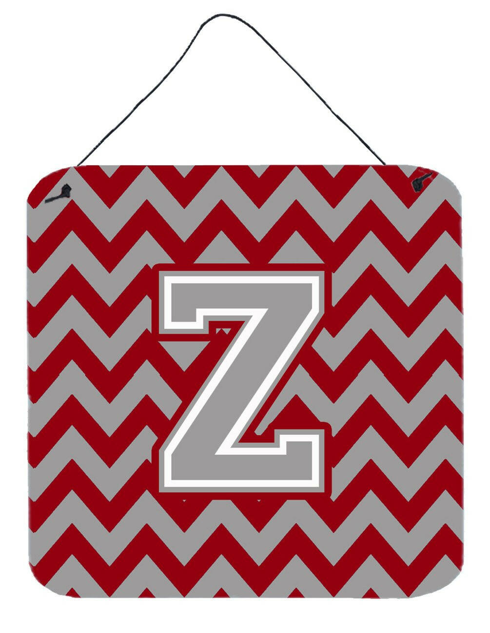Letter Z Chevron Crimson and Grey   Wall or Door Hanging Prints CJ1043-ZDS66 by Caroline&#39;s Treasures