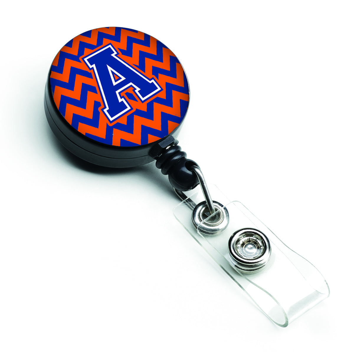 Enrouleur de badge rétractable Lettre A Chevron Orange et Bleu CJ1044-ABR