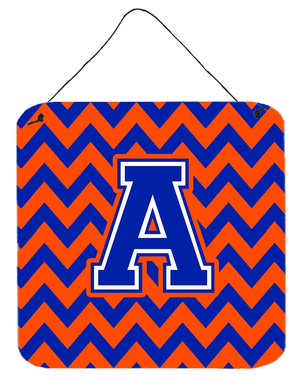 Letter A Chevron Orange and Blue Wall or Door Hanging Prints CJ1044-ADS66 by Caroline's Treasures