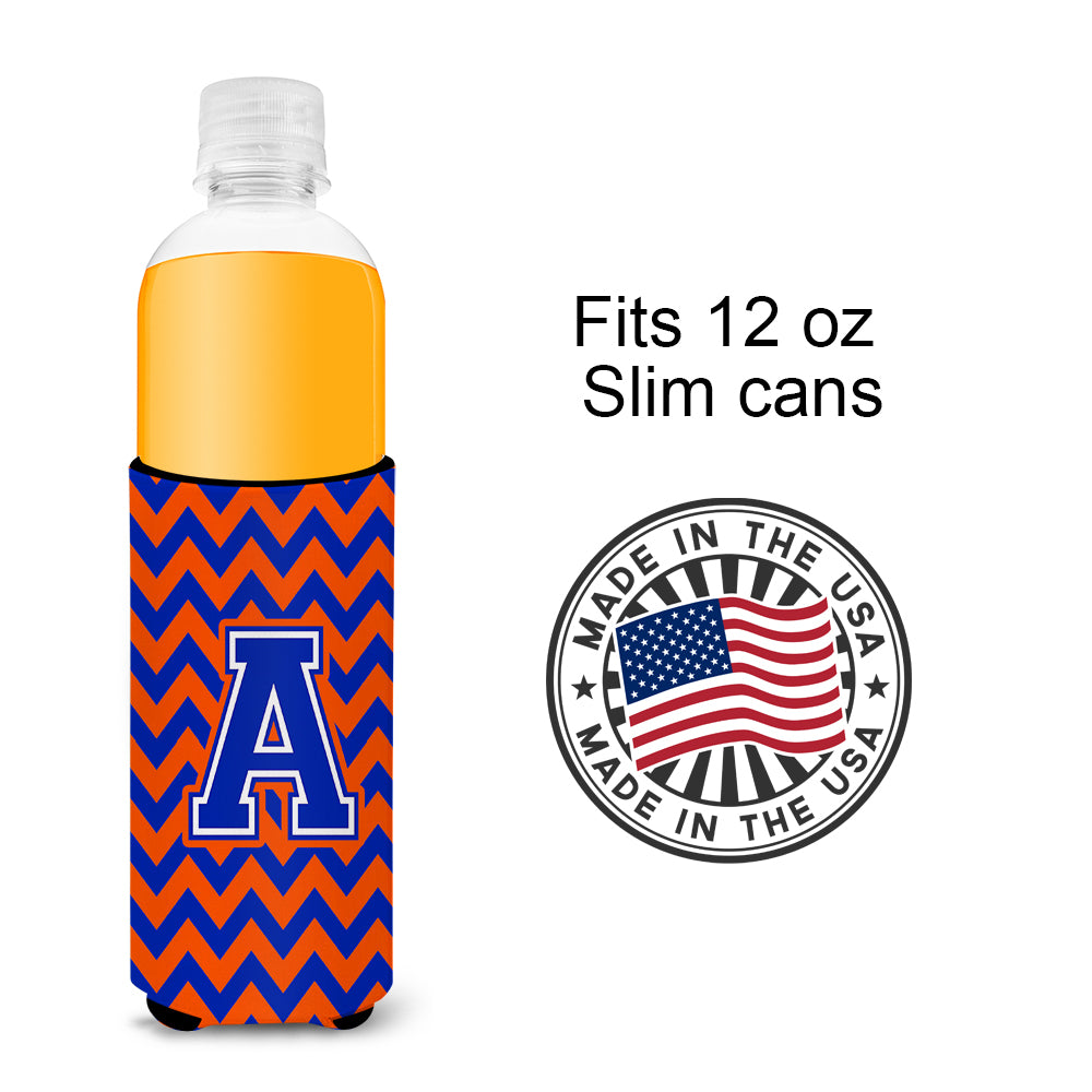 Letter A Chevron Orange and Blue Ultra Beverage Insulators for slim cans CJ1044-AMUK