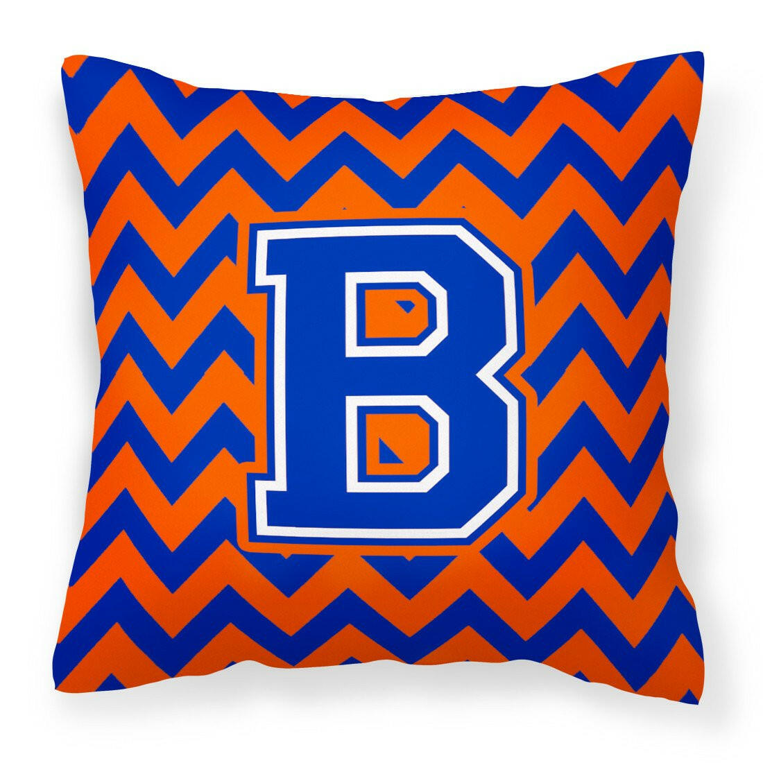 Letter B Chevron Orange and Blue Fabric Decorative Pillow CJ1044-BPW1414 - the-store.com