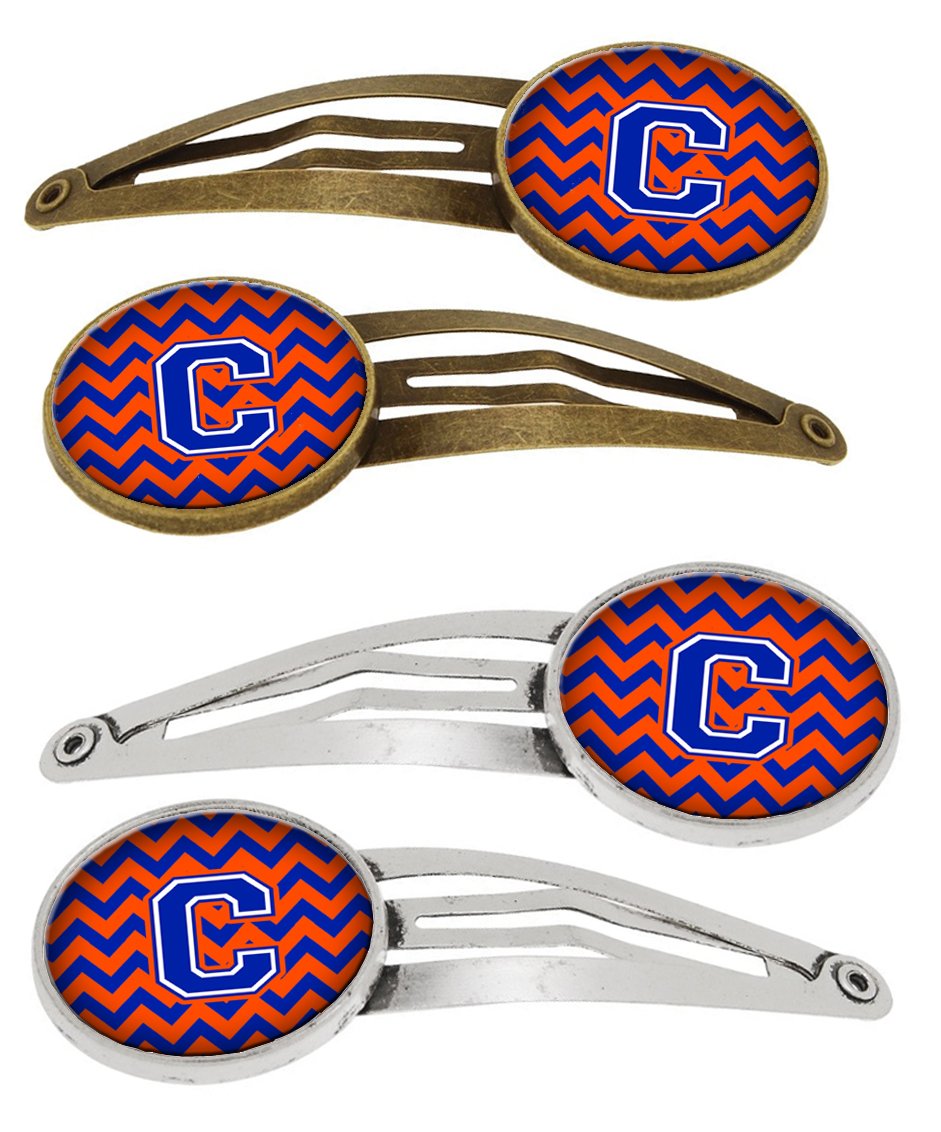Letter C Chevron Orange and Blue Set of 4 Barrettes Hair Clips CJ1044-CHCS4 by Caroline&#39;s Treasures