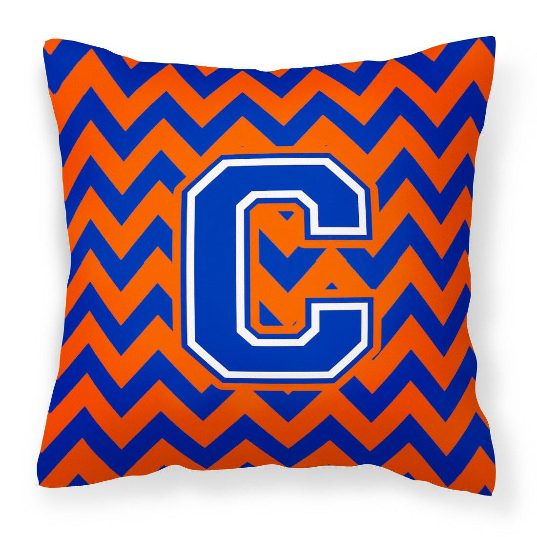 Letter C Chevron Orange and Blue Fabric Decorative Pillow CJ1044-CPW1414 - the-store.com