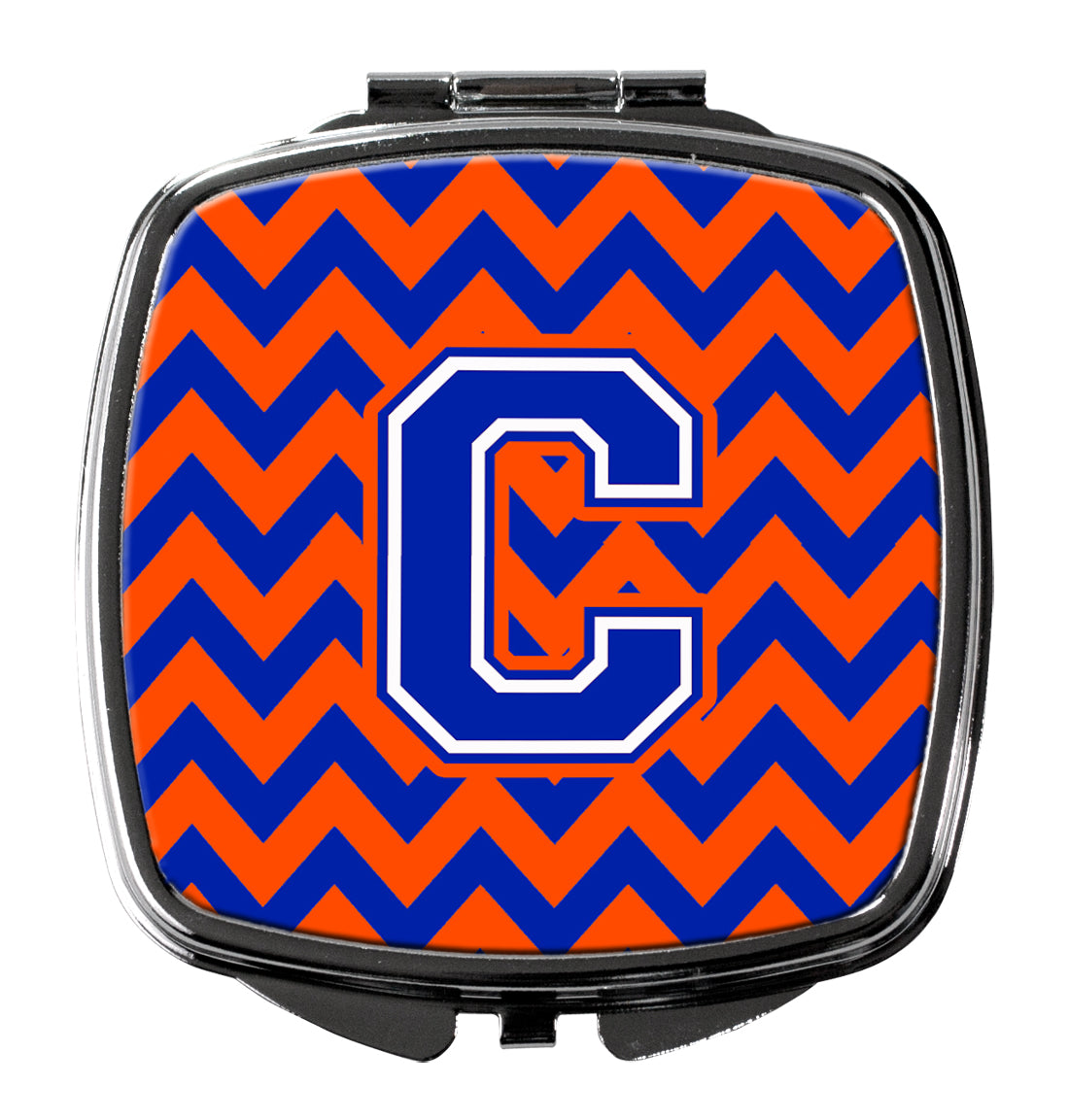 Letter C Chevron Orange and Blue Compact Mirror CJ1044-CSCM  the-store.com.