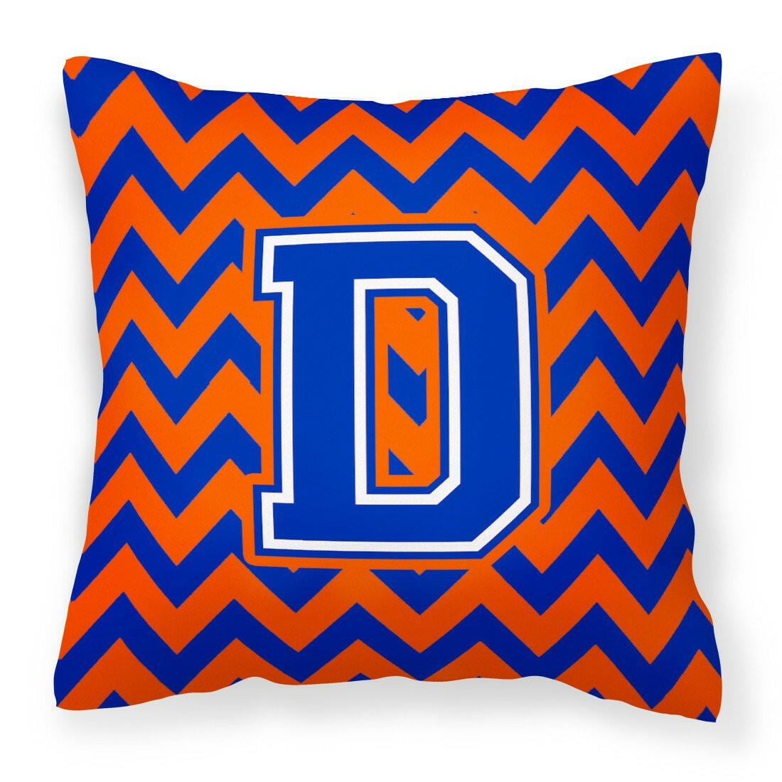 Letter D Chevron Orange and Blue Fabric Decorative Pillow CJ1044-DPW1414 - the-store.com