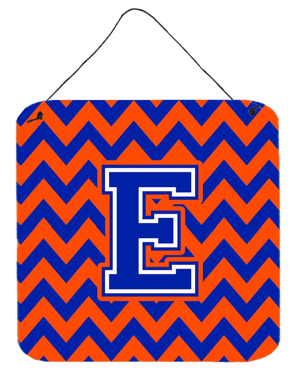 Letter E Chevron Orange and Blue Wall or Door Hanging Prints CJ1044-EDS66 by Caroline's Treasures
