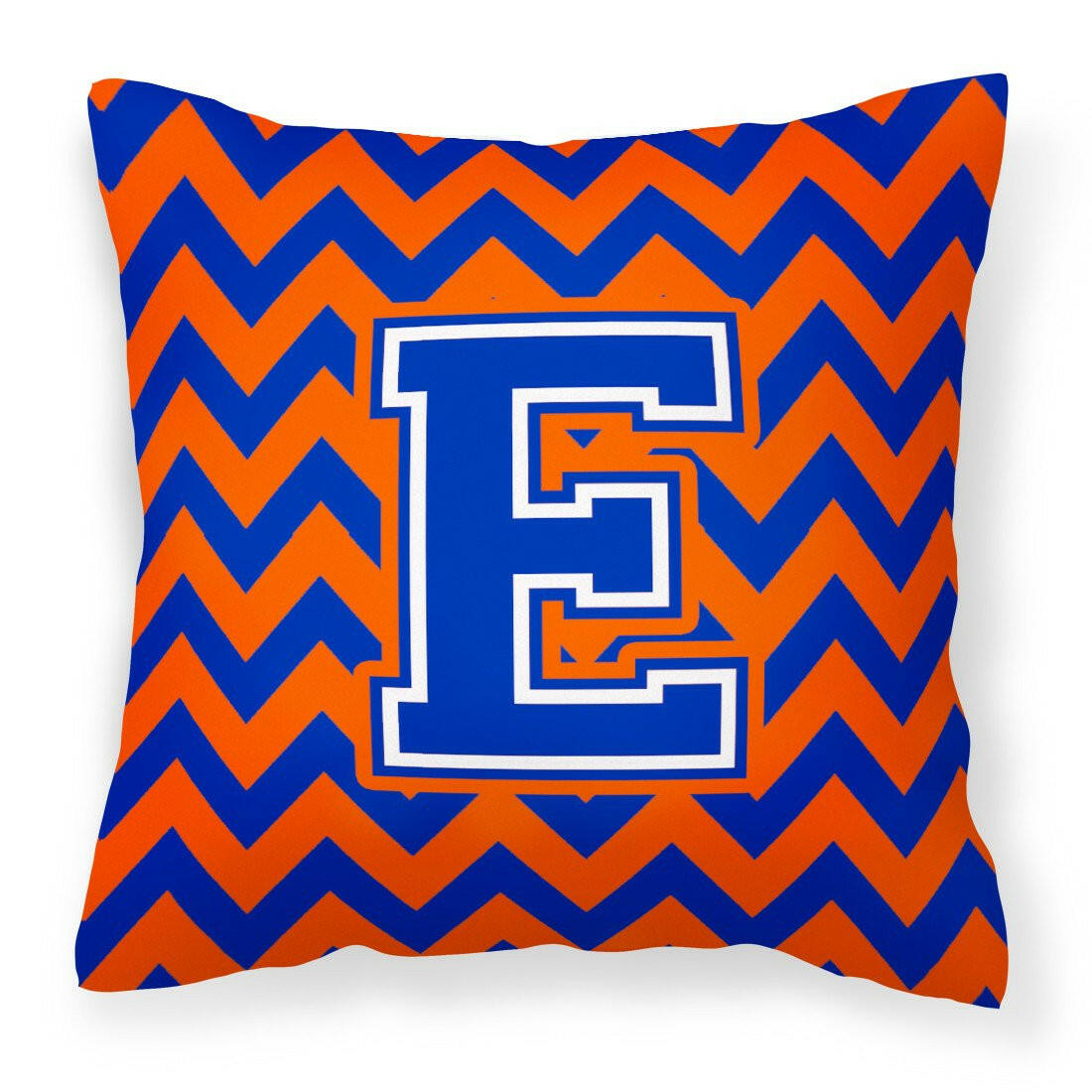 Letter E Chevron Orange and Blue Fabric Decorative Pillow CJ1044-EPW1414 - the-store.com