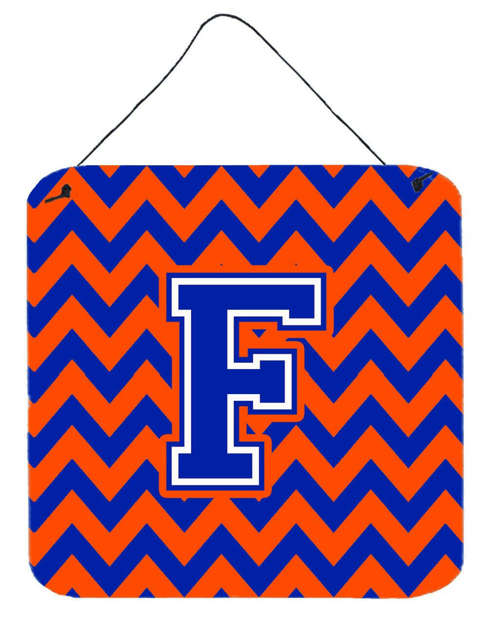Letter F Chevron Orange and Blue Wall or Door Hanging Prints CJ1044-FDS66 by Caroline&#39;s Treasures