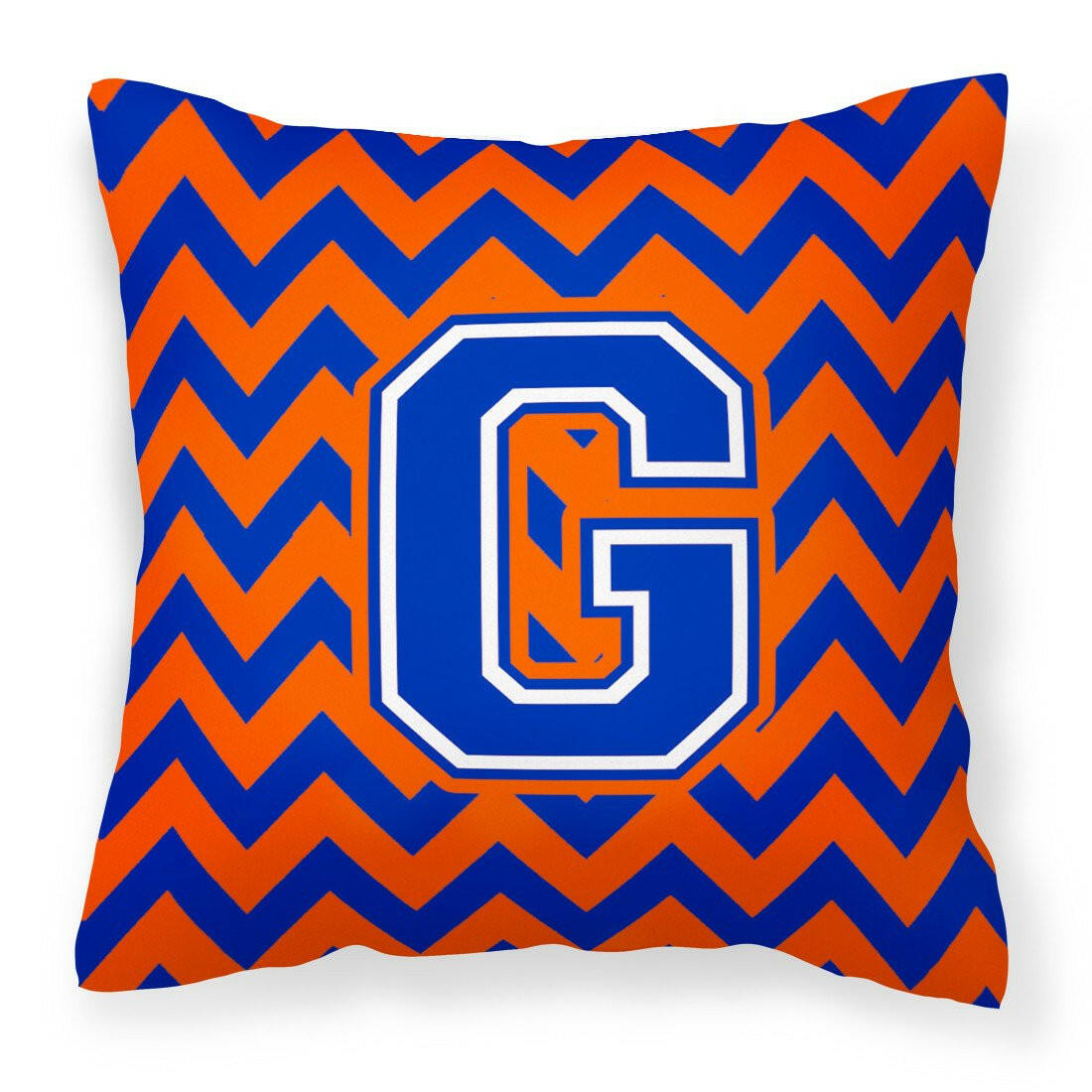 Letter G Chevron Orange and Blue Fabric Decorative Pillow CJ1044-GPW1414 - the-store.com