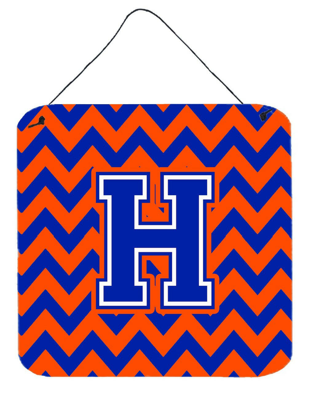 Letter H Chevron Orange and Blue Wall or Door Hanging Prints CJ1044-HDS66 by Caroline&#39;s Treasures