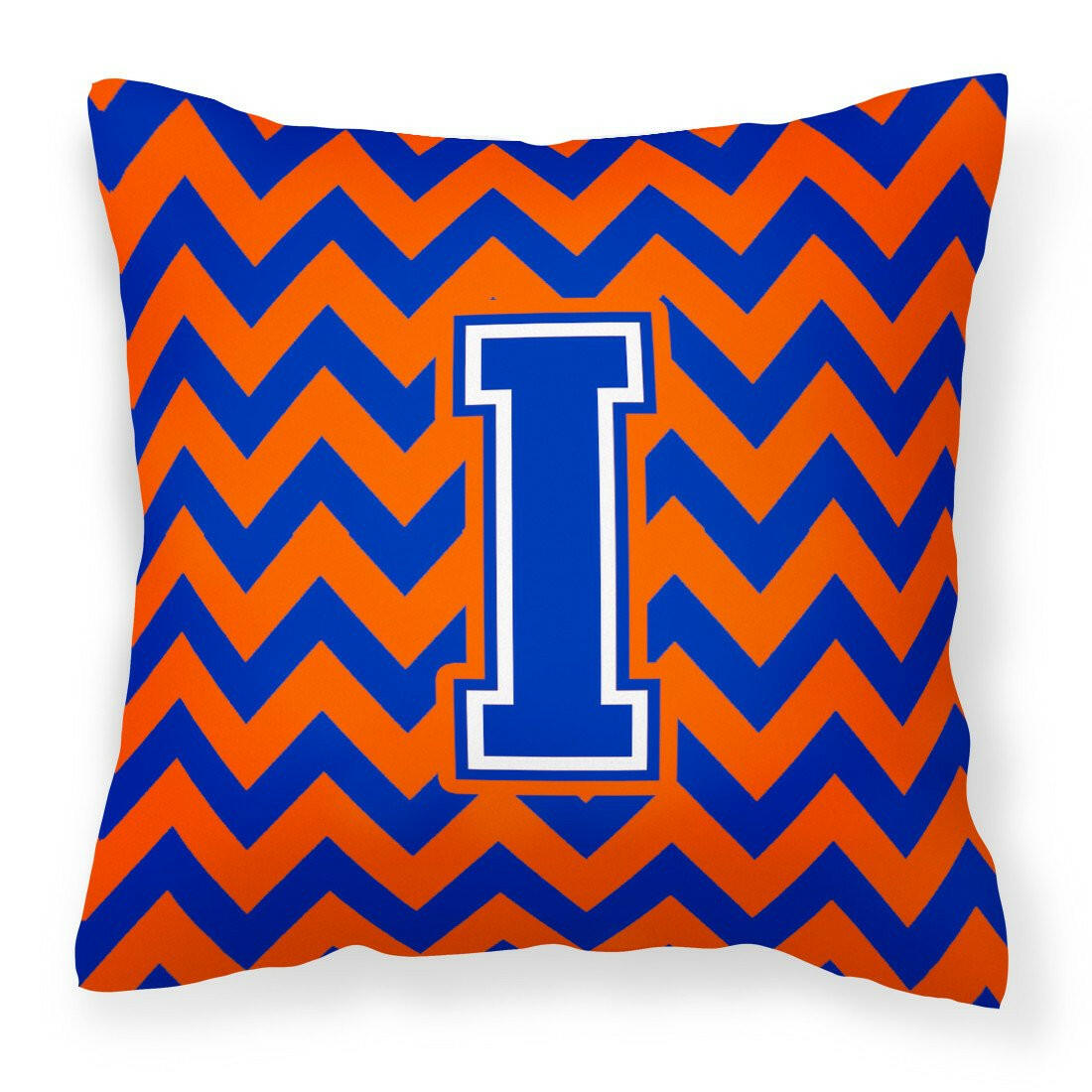 Letter I Chevron Orange and Blue Fabric Decorative Pillow CJ1044-IPW1414 - the-store.com