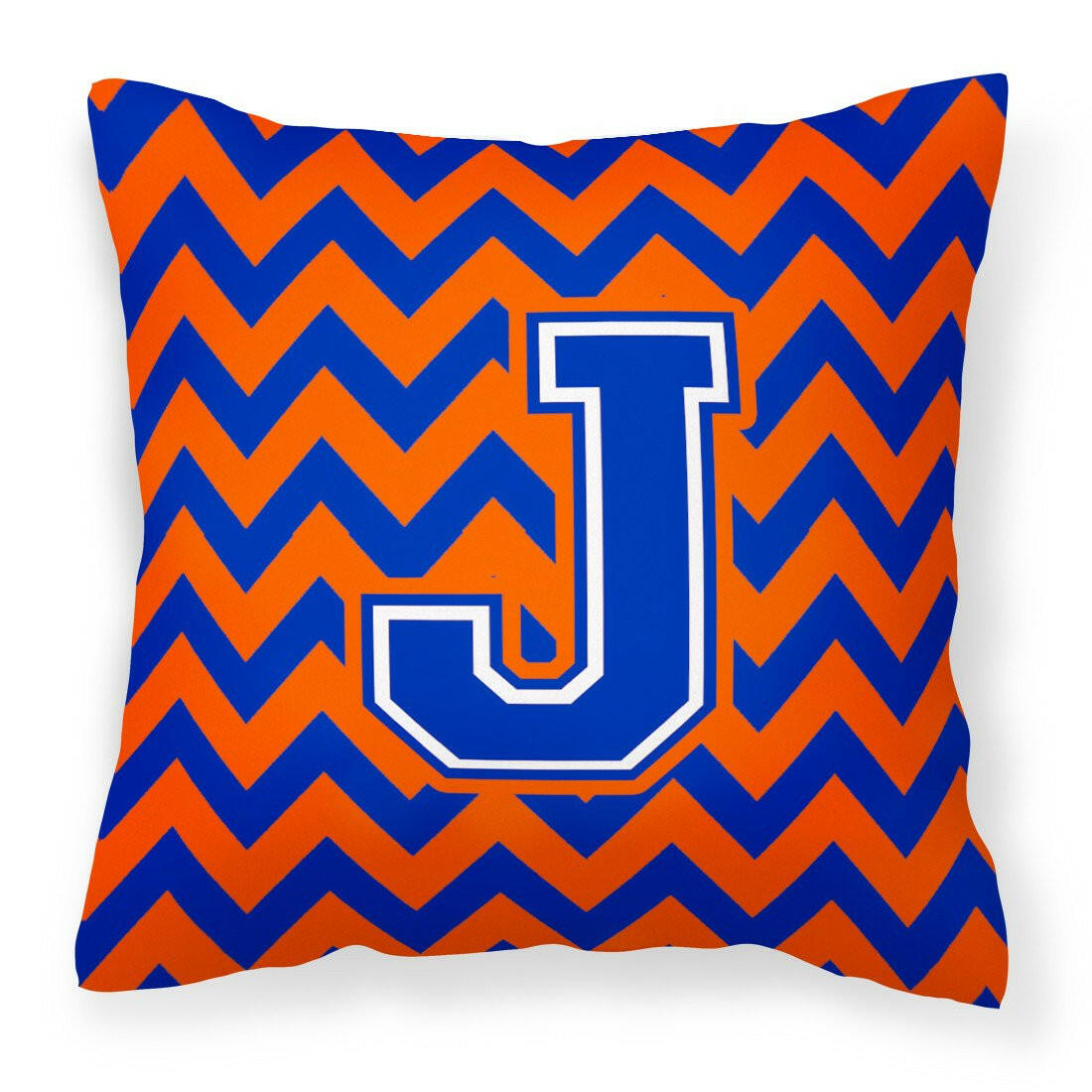Letter J Chevron Orange and Blue Fabric Decorative Pillow CJ1044-JPW1414 - the-store.com