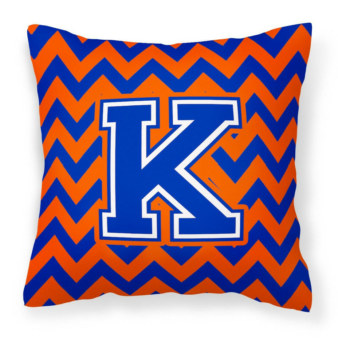 Letter K Chevron Orange and Blue Fabric Decorative Pillow CJ1044-KPW1414 - the-store.com