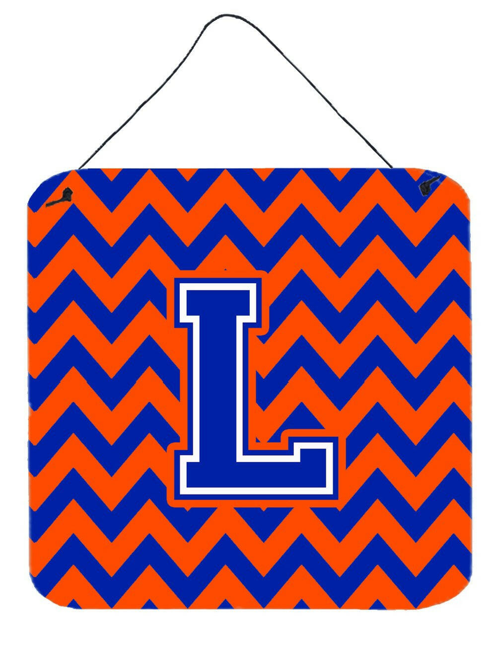 Letter L Chevron Orange and Blue Wall or Door Hanging Prints CJ1044-LDS66 by Caroline&#39;s Treasures
