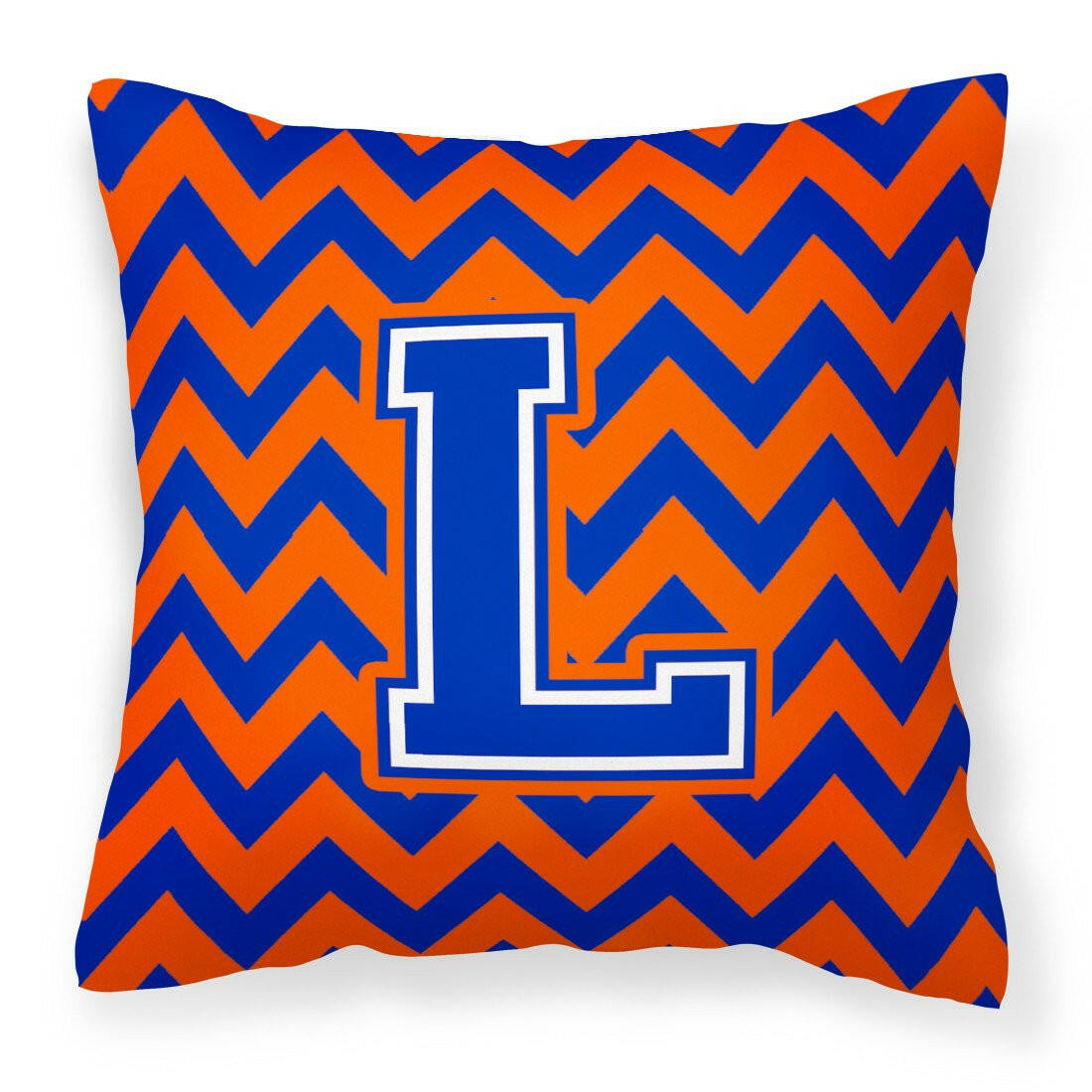 Letter L Chevron Orange and Blue Fabric Decorative Pillow CJ1044-LPW1414 - the-store.com