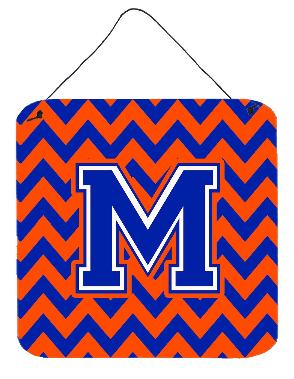 Letter M Chevron Orange and Blue Wall or Door Hanging Prints CJ1044-MDS66 by Caroline&#39;s Treasures