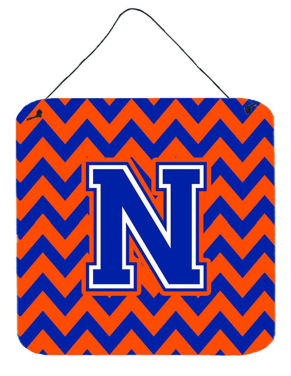 Letter N Chevron Orange and Blue Wall or Door Hanging Prints CJ1044-NDS66 by Caroline&#39;s Treasures
