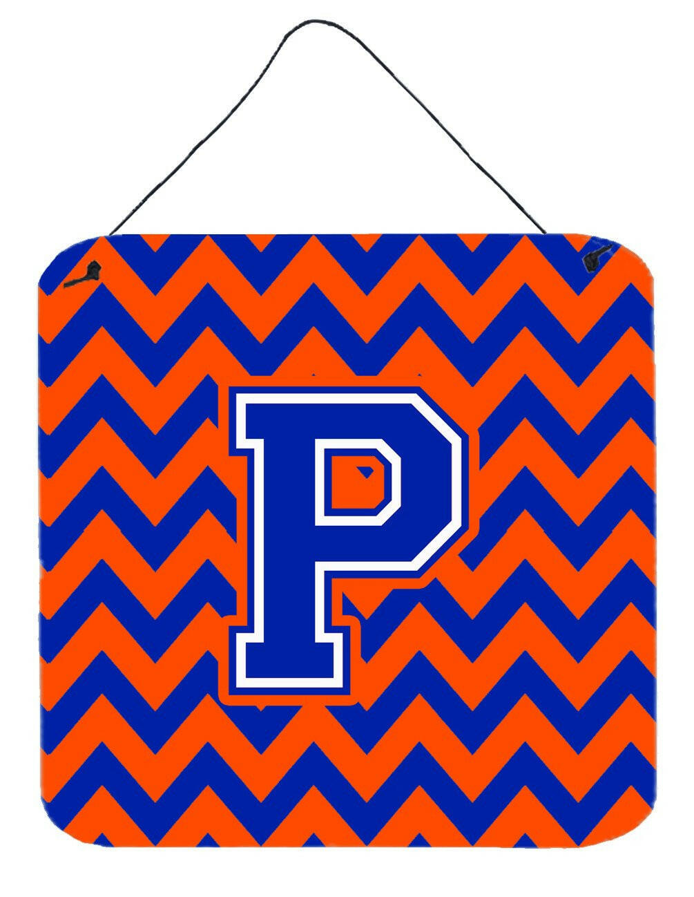 Letter P Chevron Orange and Blue Wall or Door Hanging Prints CJ1044-PDS66 by Caroline's Treasures