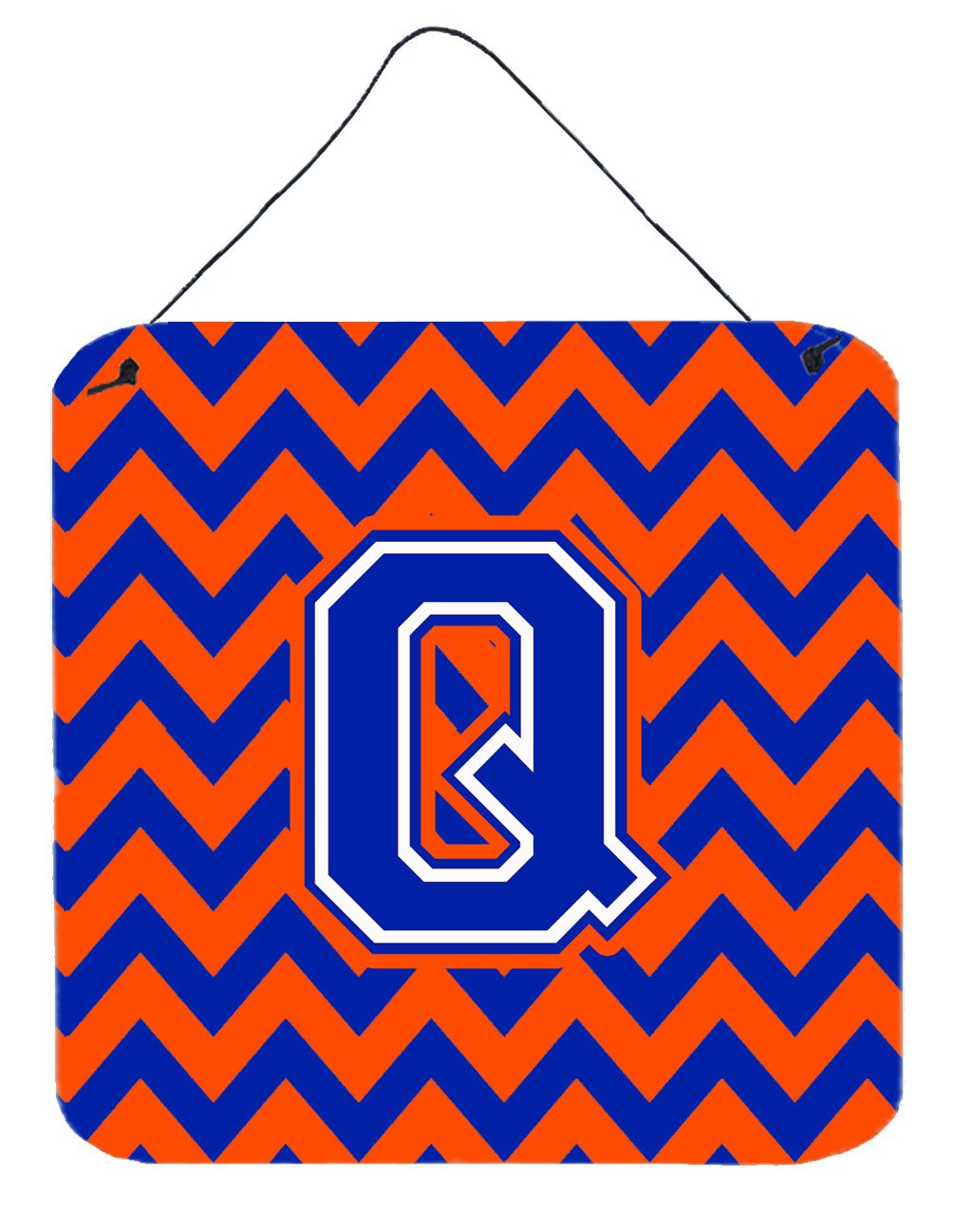 Letter Q Chevron Orange and Blue Wall or Door Hanging Prints CJ1044-QDS66 by Caroline&#39;s Treasures