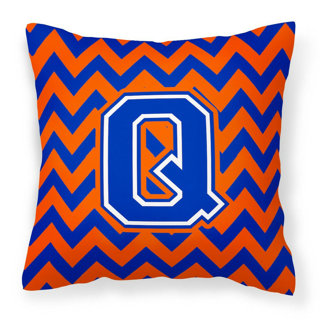 Letter Q Chevron Orange and Blue Fabric Decorative Pillow CJ1044-QPW1414 - the-store.com