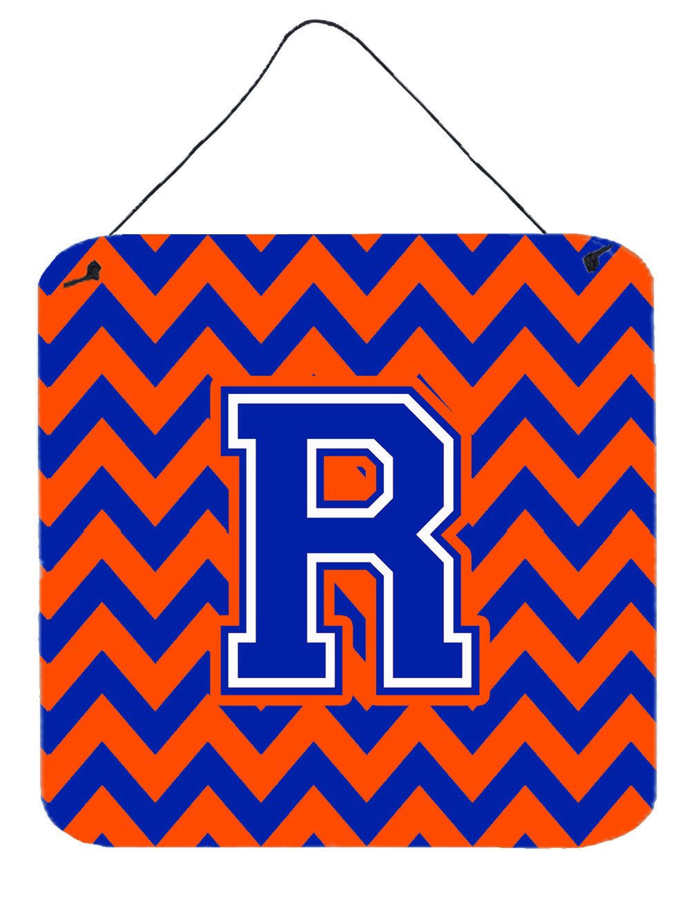 Letter R Chevron Orange and Blue Wall or Door Hanging Prints CJ1044-RDS66 by Caroline's Treasures