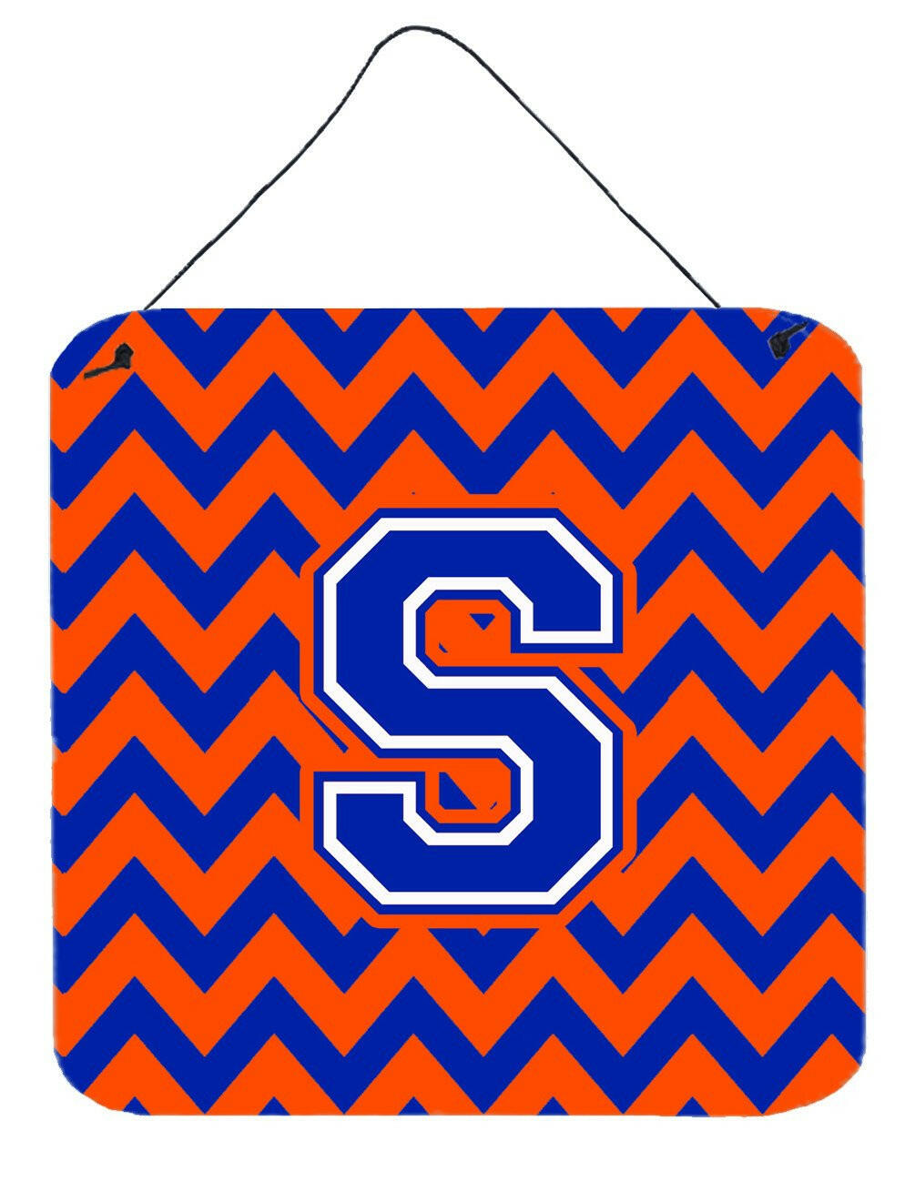 Letter S Chevron Orange and Blue Wall or Door Hanging Prints CJ1044-SDS66 by Caroline&#39;s Treasures