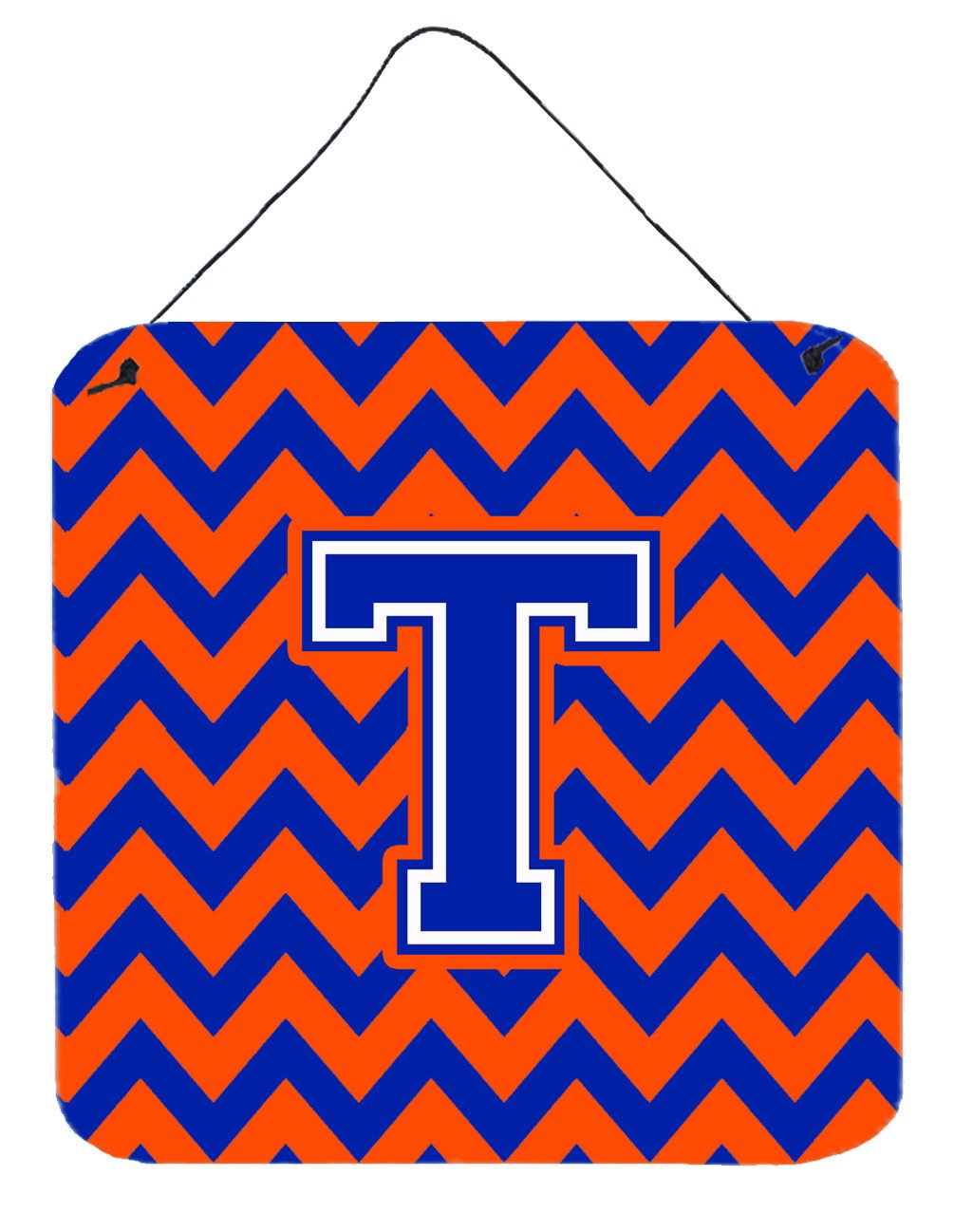 Letter T Chevron Orange and Blue Wall or Door Hanging Prints CJ1044-TDS66 by Caroline's Treasures