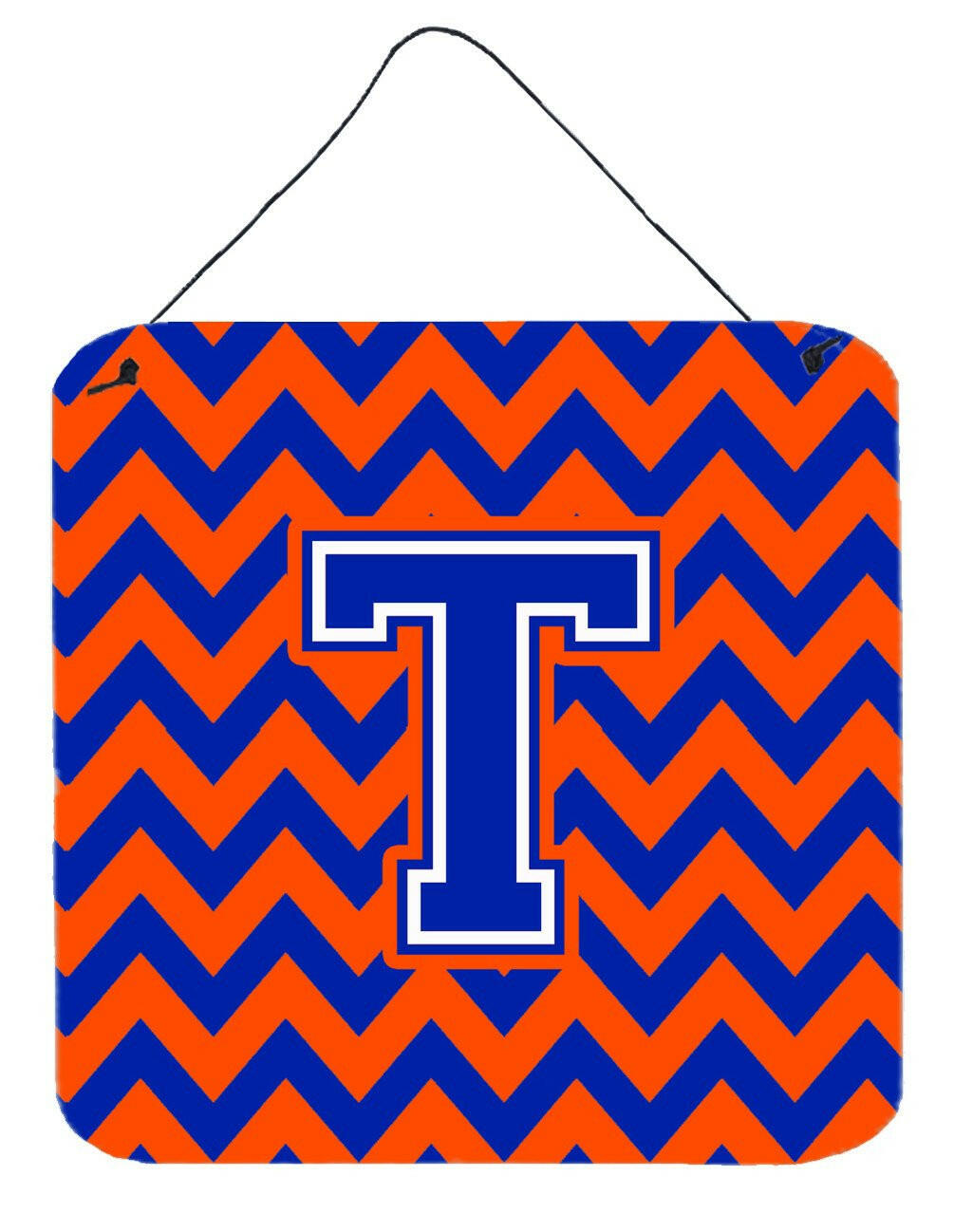 Letter T Chevron Orange and Blue Wall or Door Hanging Prints CJ1044-TDS66 by Caroline&#39;s Treasures