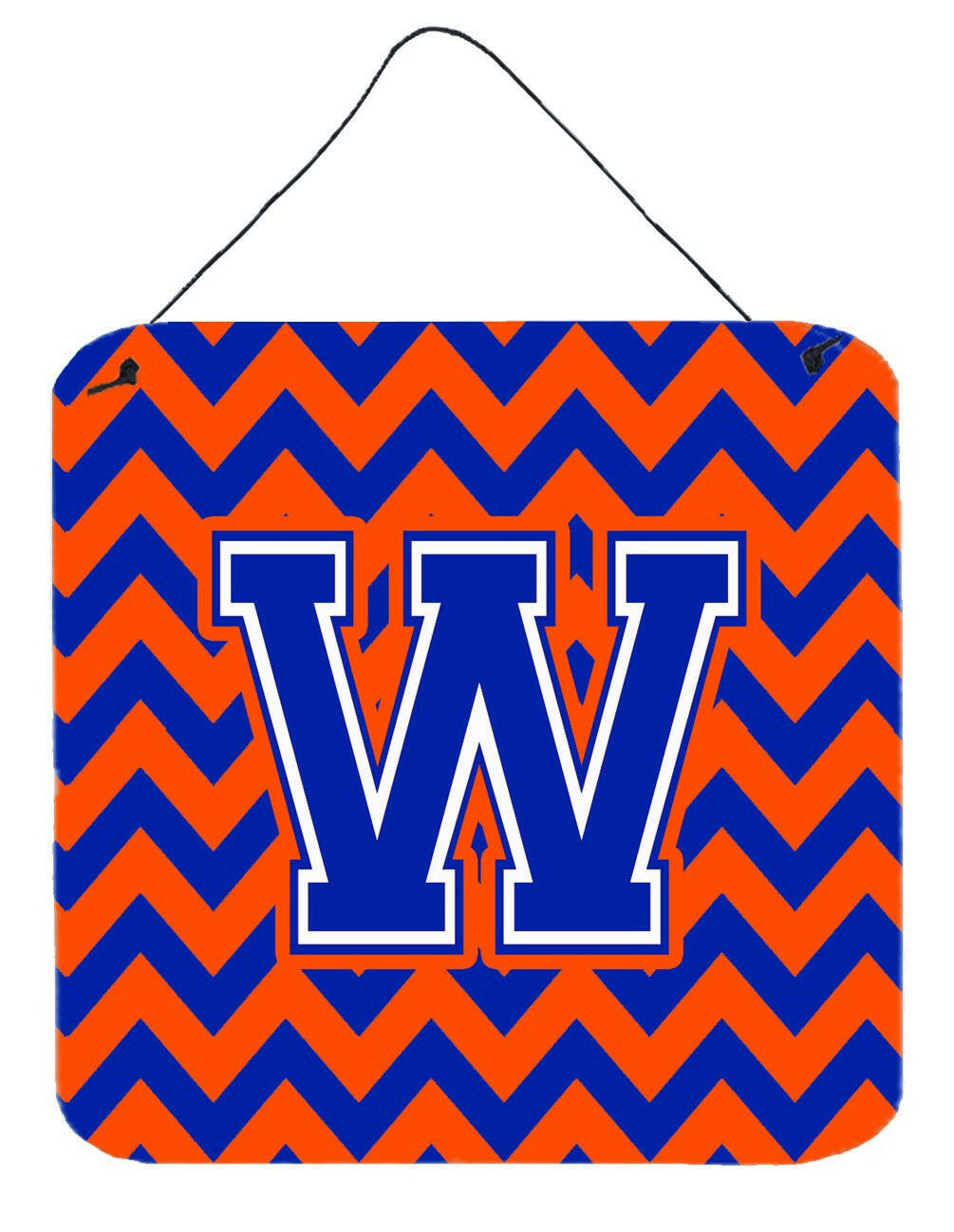 Letter W Chevron Orange and Blue Wall or Door Hanging Prints CJ1044-WDS66 by Caroline&#39;s Treasures