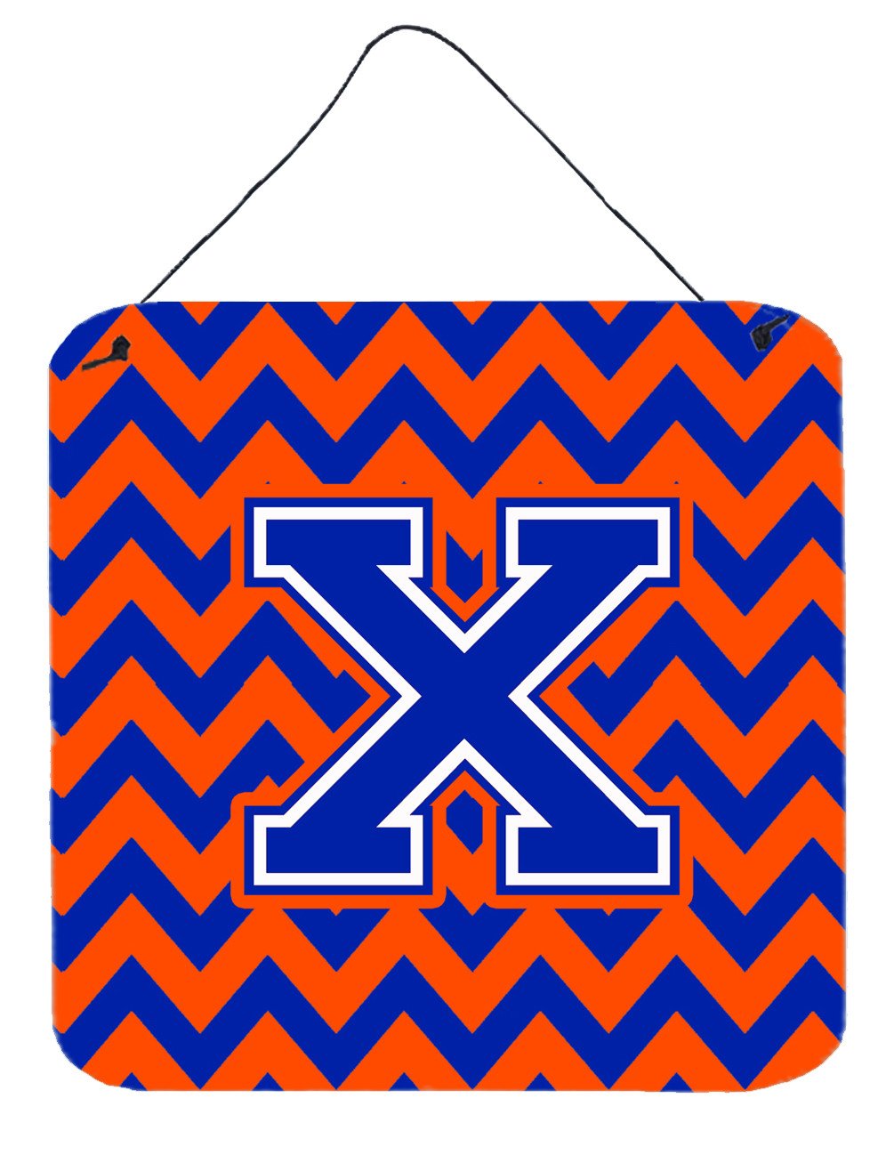 Letter X Chevron Orange and Blue Wall or Door Hanging Prints CJ1044-XDS66 by Caroline's Treasures