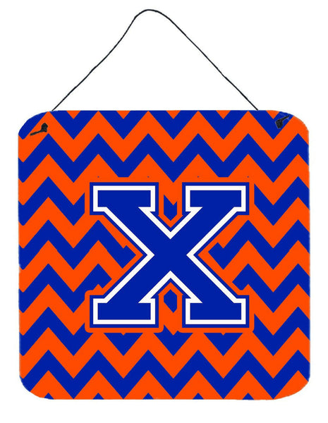 Letter X Chevron Orange and Blue Wall or Door Hanging Prints CJ1044-XDS66 by Caroline's Treasures