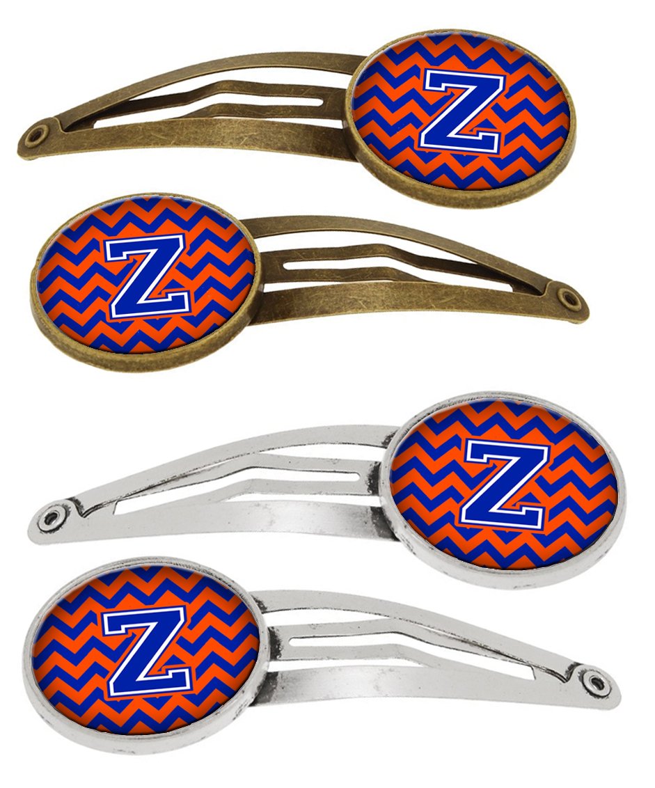 Letter Z Chevron Orange and Blue Set of 4 Barrettes Hair Clips CJ1044-ZHCS4 by Caroline's Treasures