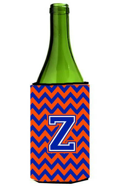 Letter Z Chevron Orange and Blue Wine Bottle Beverage Insulator Hugger CJ1044-ZLITERK by Caroline&#39;s Treasures
